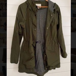 Army Green Rain/Wind Coat, medium, Jersey lined